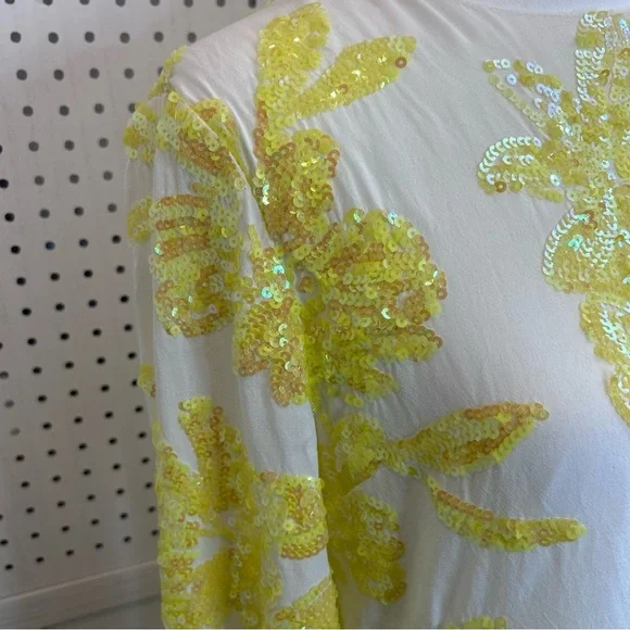 Endless Rose Women's Yellow Floral Sequin Overlay Mini Dress - Picture 4 of 7